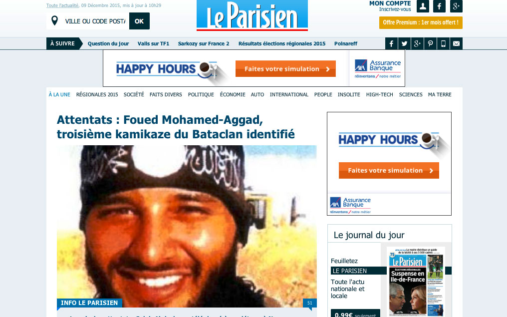 Aggad Foued Mohamed-Aggad identifié comme le troisième kamikaze du Bataclan