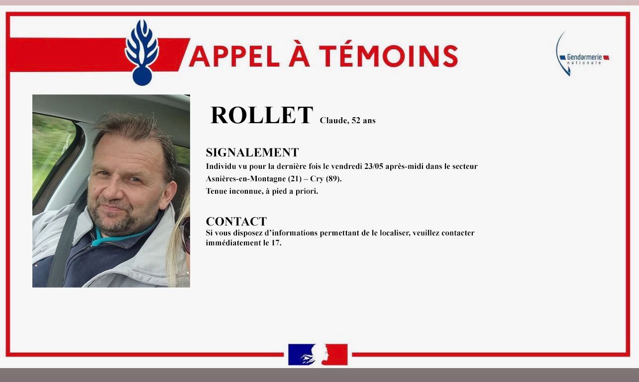 Asnières-en-Montagne : disparition inquiétante de Claude Rollet, 52 ans