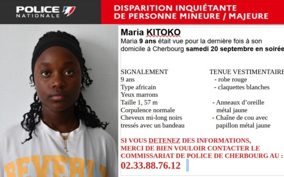Cherbourg : disparition inquiétante de Maria Kitoko, 9 ans